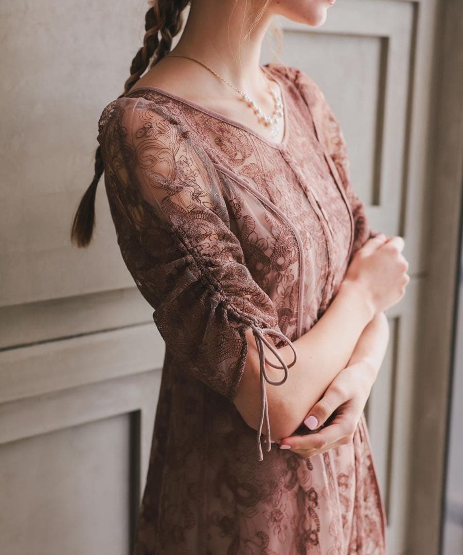 カ★新品★ドリードール　刺繍レースロングカーデキャミワンピセットドレス