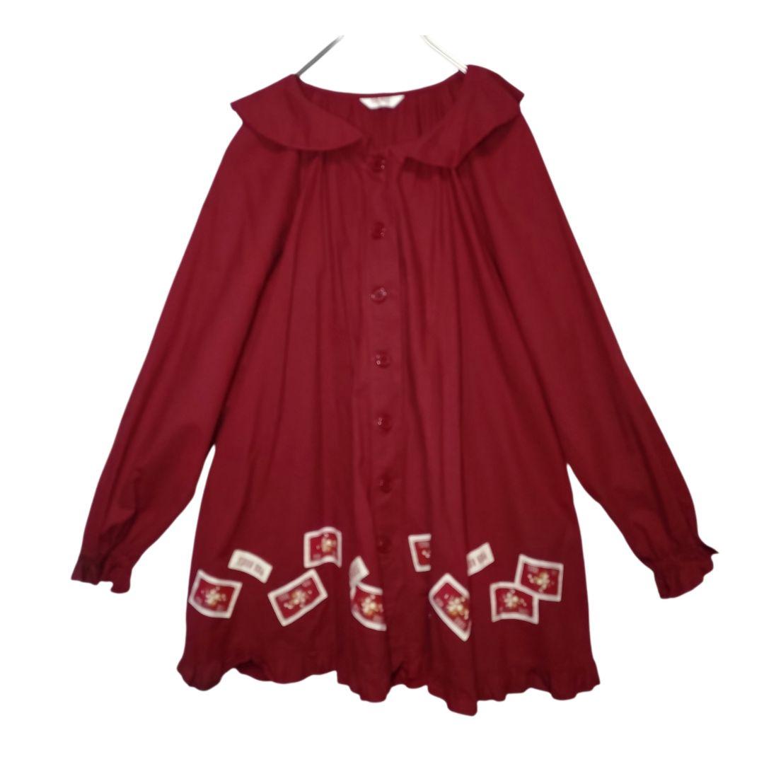 2022秋 PINK HOUSE ロゴネームワッペン 前開きチュニック ブラウス