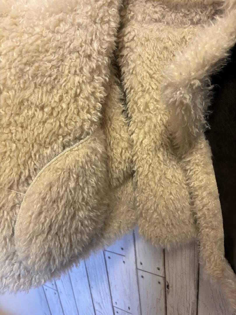 MURUA アンイーブンショートフェイクムートンジャケット ブラウン