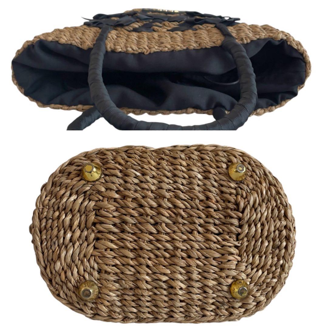 トッカ TOCCA リボン かごバッグ ハンドバッグ ブラウン 黒