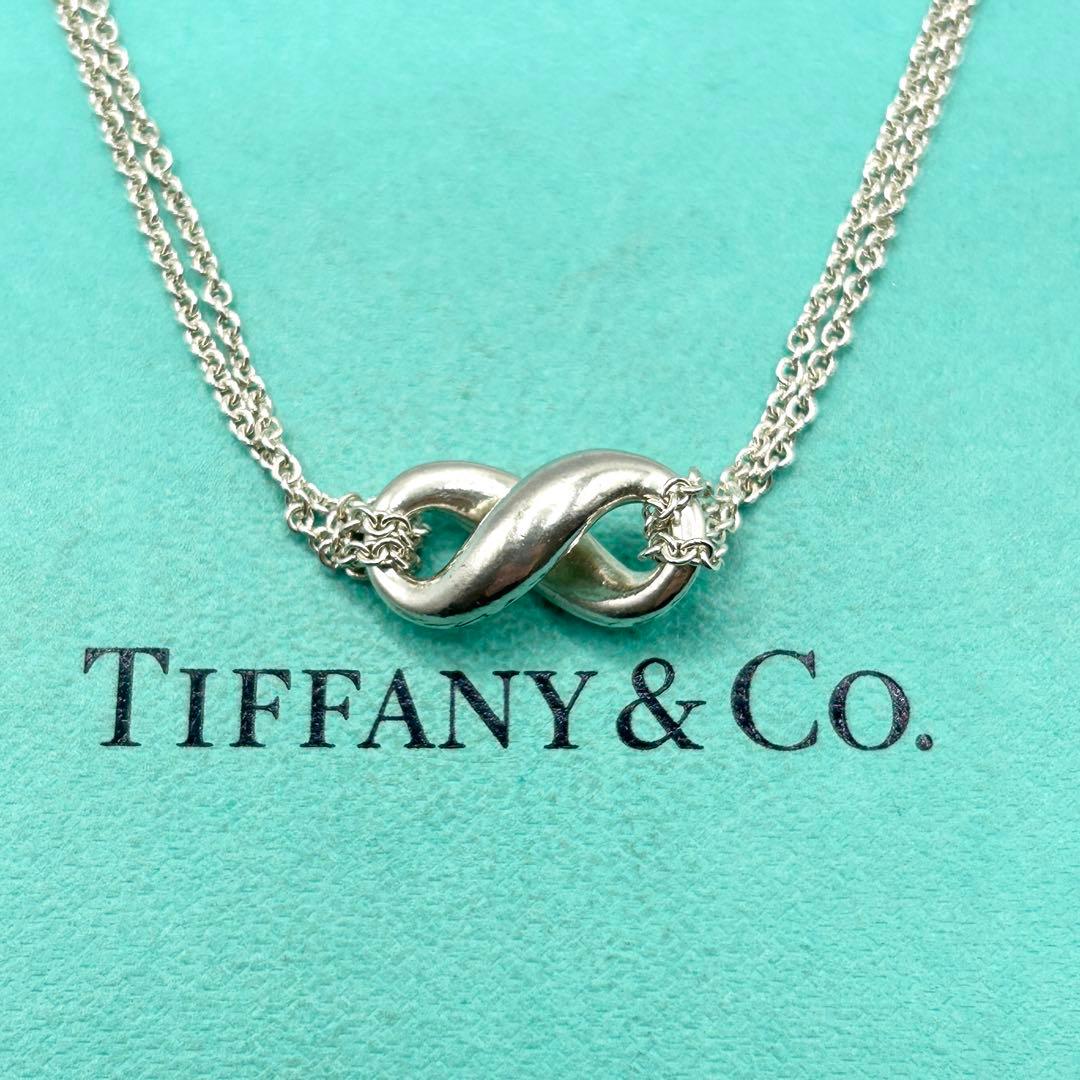 美品　ティファニー　インフィニティ　ネックレス　ダブルチェーン　シルバー　925