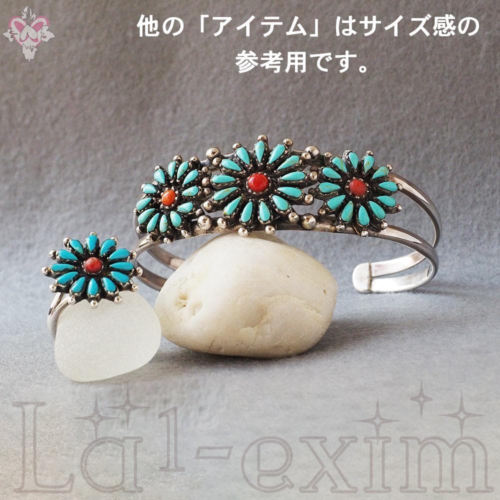 36個 ターコイズ コーラル 小花 インディアンジュエリー 925 銀 バングル