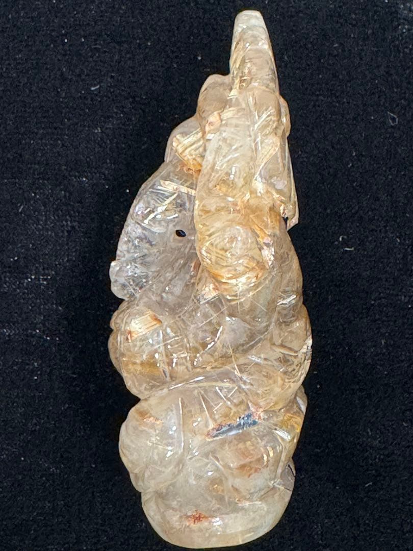 ルチルクォーツ　ガネーシャ像　太陽放射タイタンルチル　ルチルクオーツ