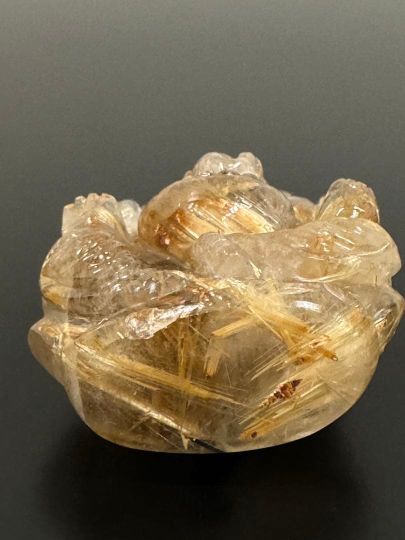 ルチルクォーツ　ガネーシャ像　太陽放射タイタンルチル　ルチルクオーツ