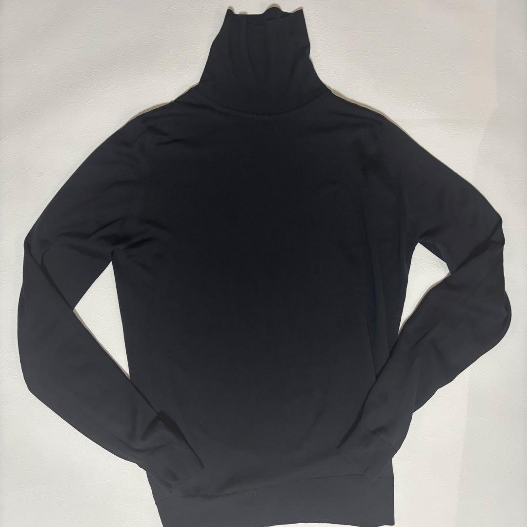 ジョンスメドレー タートルネックニット ブラック　メリノウール 英製 S定価5万