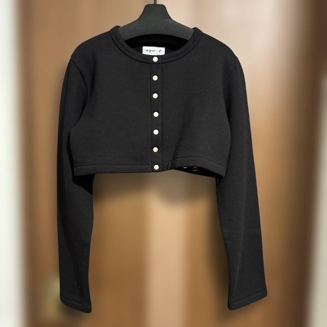 【新品タグ付き】アニエスベー　ブラック クロップド トップス 長袖　カーディガン