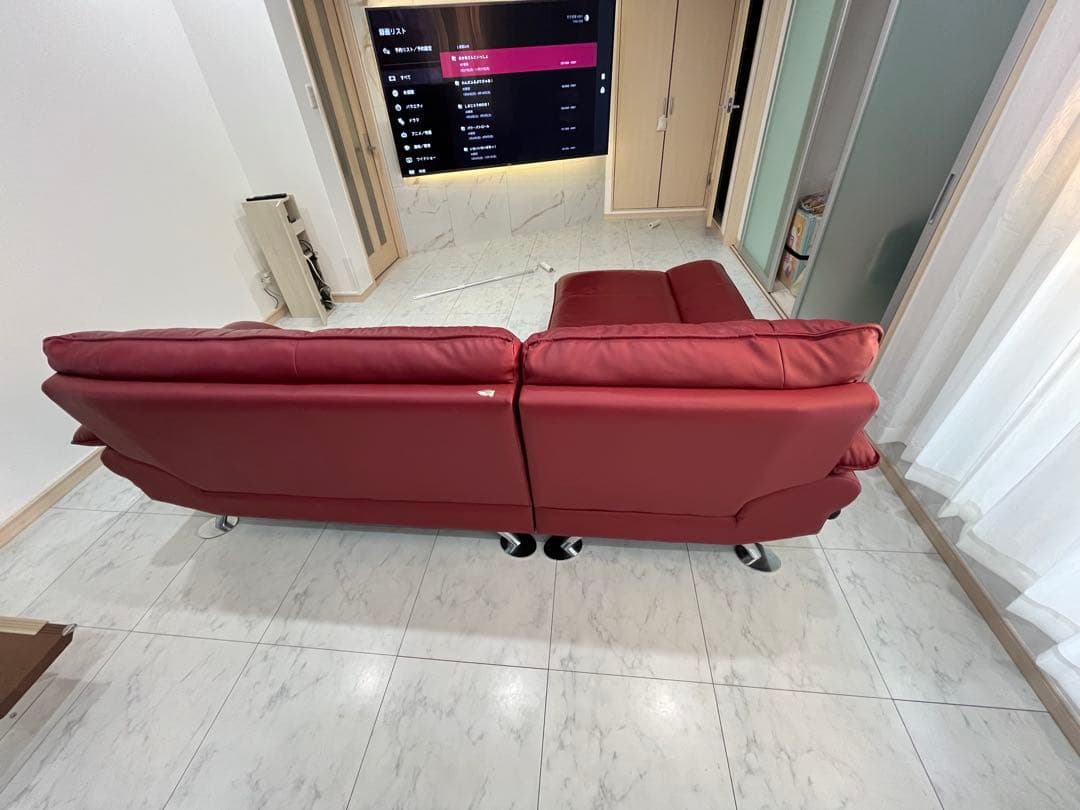 ニトリ★ロゾ★レッド★L型ソファー★右側カウチ引取大阪府