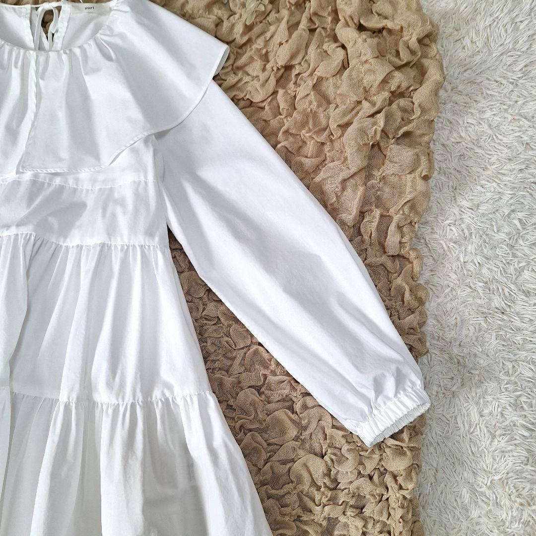 【美品】yori ヨリ　フリルカラーティアードチュニック　ホワイト　フリーサイズ