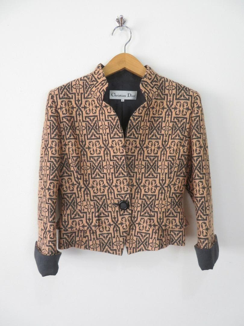 オールド クリスチャンディオール ウール シルク ジャガード織 総柄 ジャケット