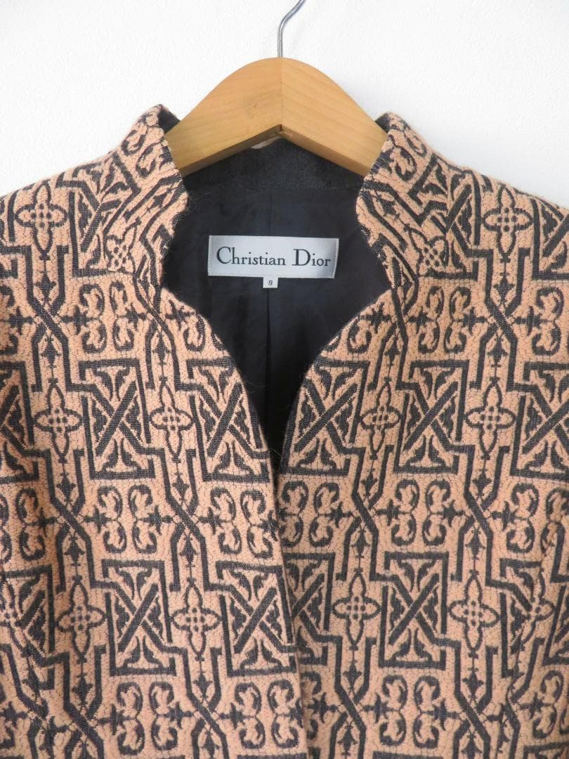 オールド クリスチャンディオール ウール シルク ジャガード織 総柄 ジャケット