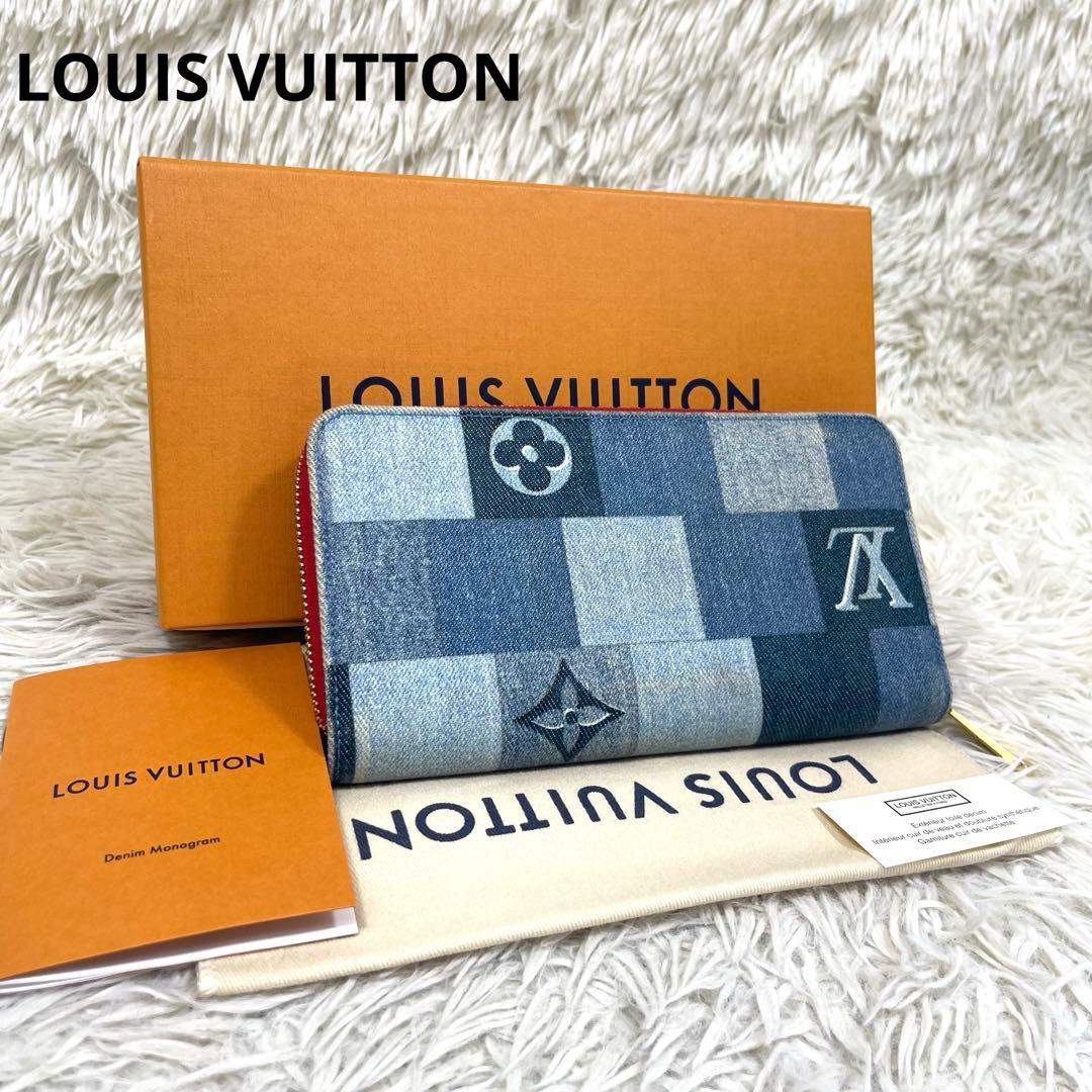 美品‼️ルイヴィトン　ジッピーウォレット　パッチワーク　デニム　モノグラム