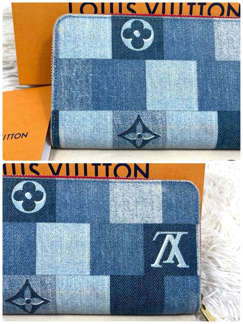 美品‼️ルイヴィトン　ジッピーウォレット　パッチワーク　デニム　モノグラム