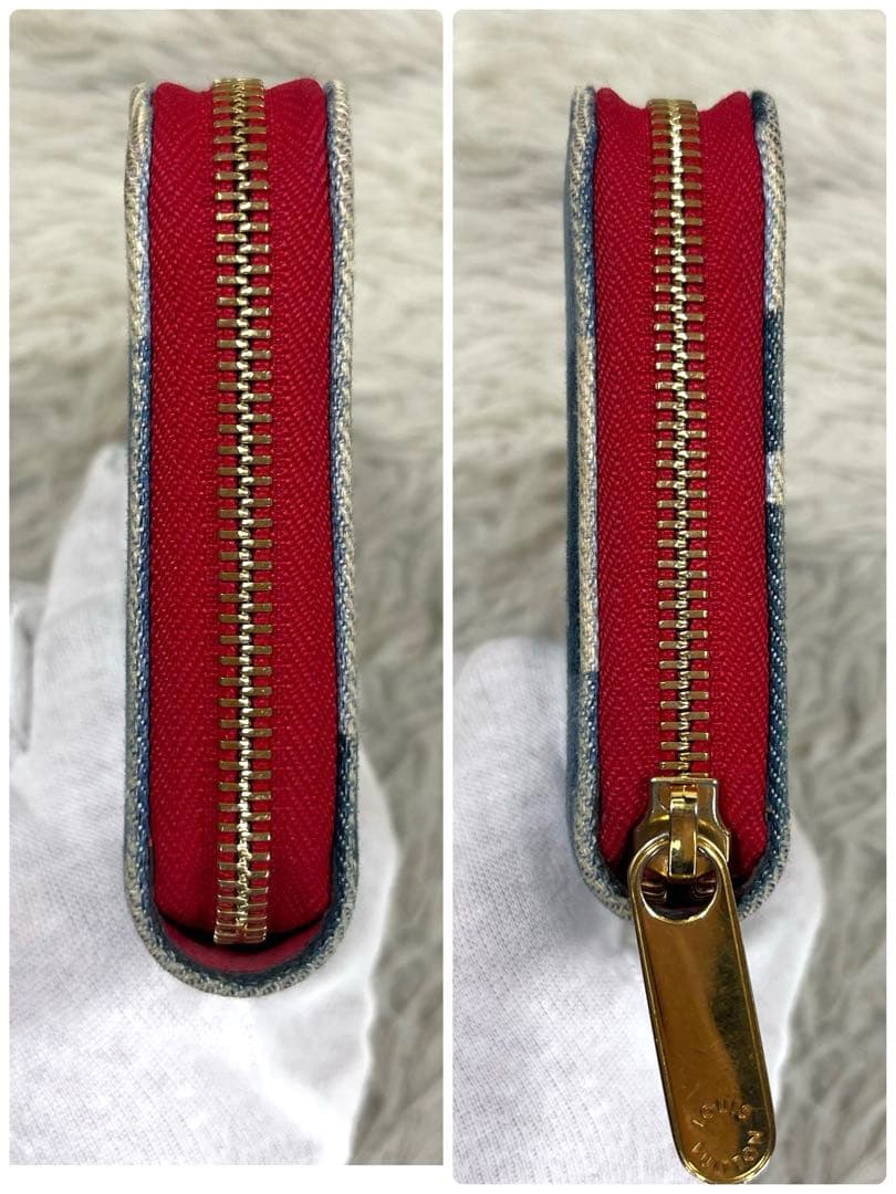 美品‼️ルイヴィトン　ジッピーウォレット　パッチワーク　デニム　モノグラム