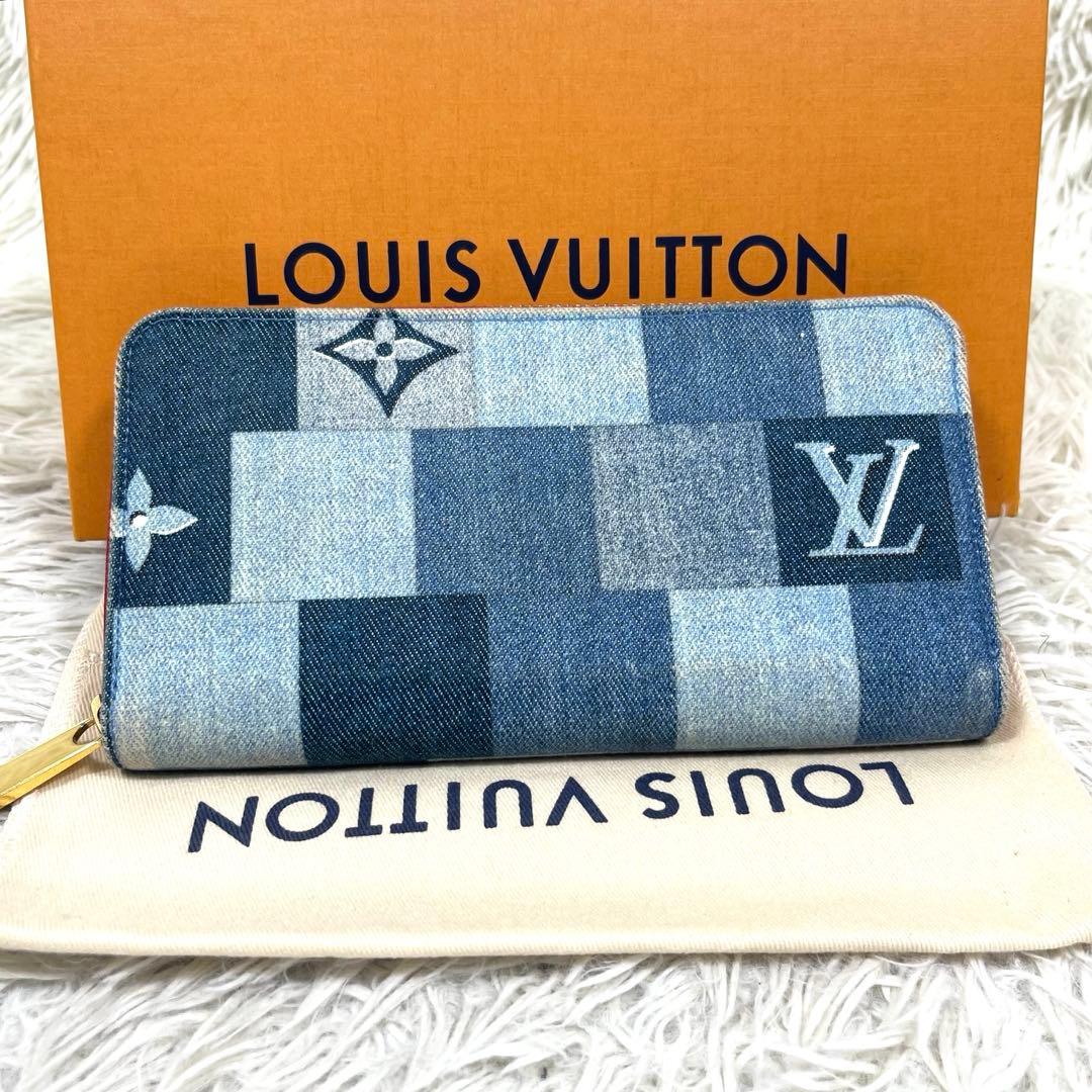 美品‼️ルイヴィトン　ジッピーウォレット　パッチワーク　デニム　モノグラム