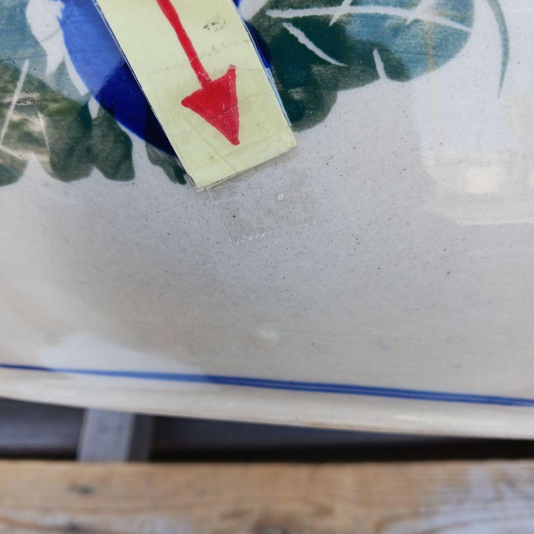 新品　∅50　陶器　睡蓮鉢　特大　メダカ鉢　難有　手書き絵　花柄　手造りLKB2