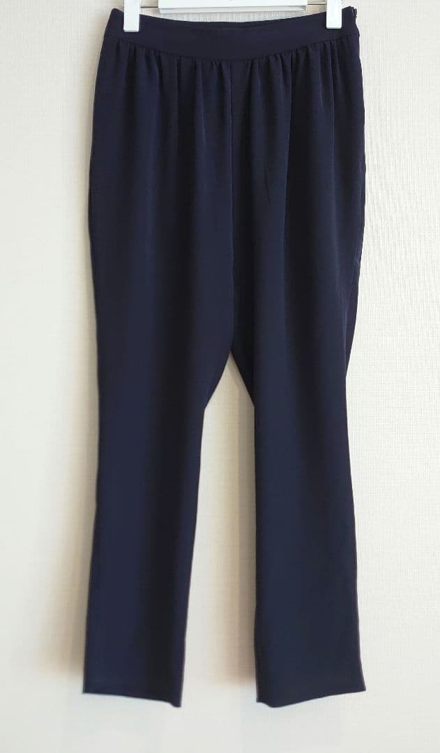 YOKO CHAN ヨーコチャン/ハイウエスト　ギャザーパンツ/38　ネイビー