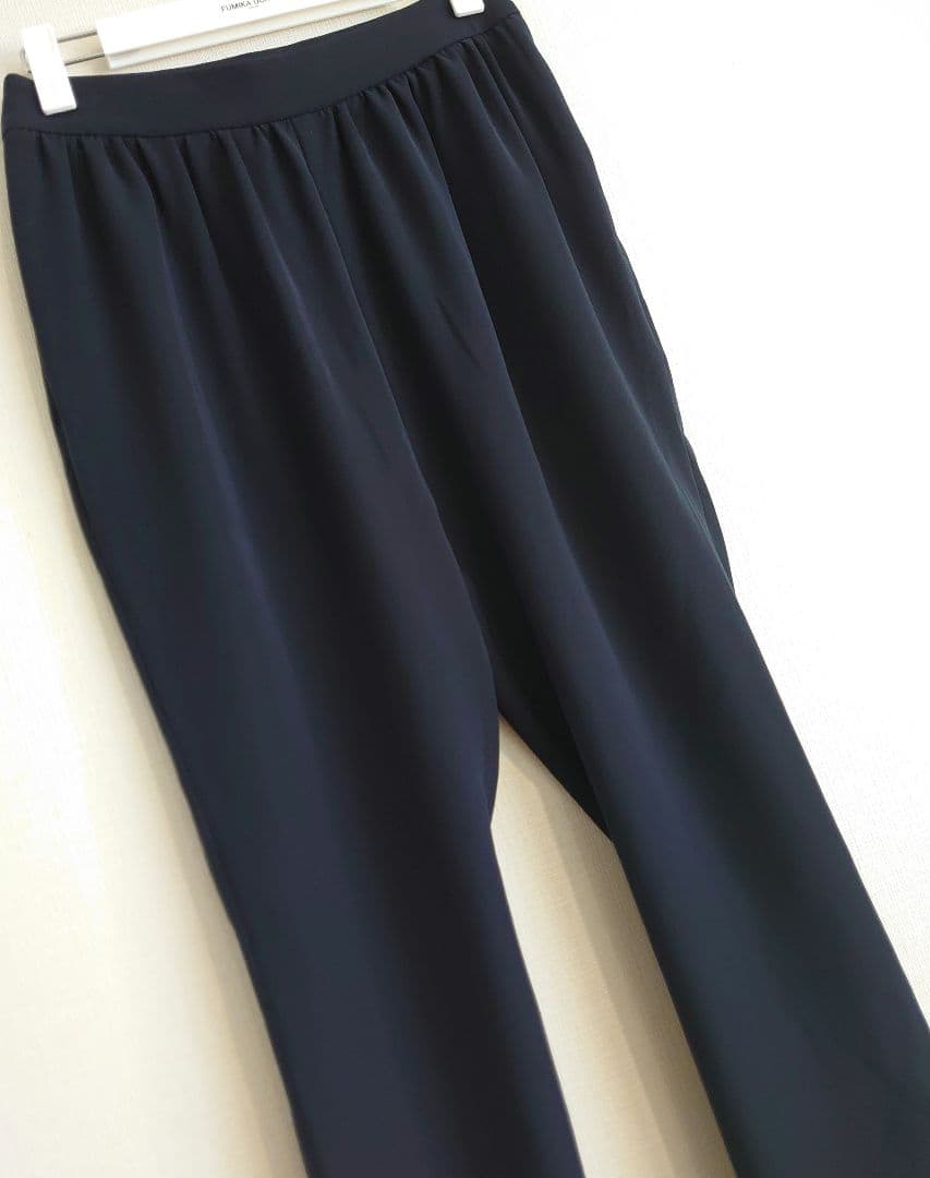 YOKO CHAN ヨーコチャン/ハイウエスト　ギャザーパンツ/38　ネイビー