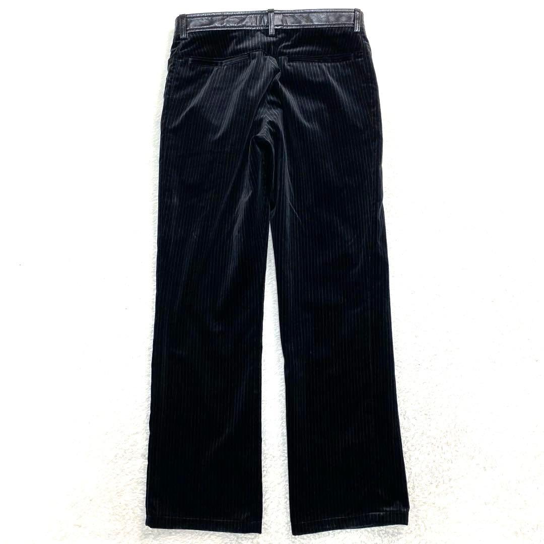 EMPORIO ARMANI ベロアスラックス　ストライプ　ストレート　レザー