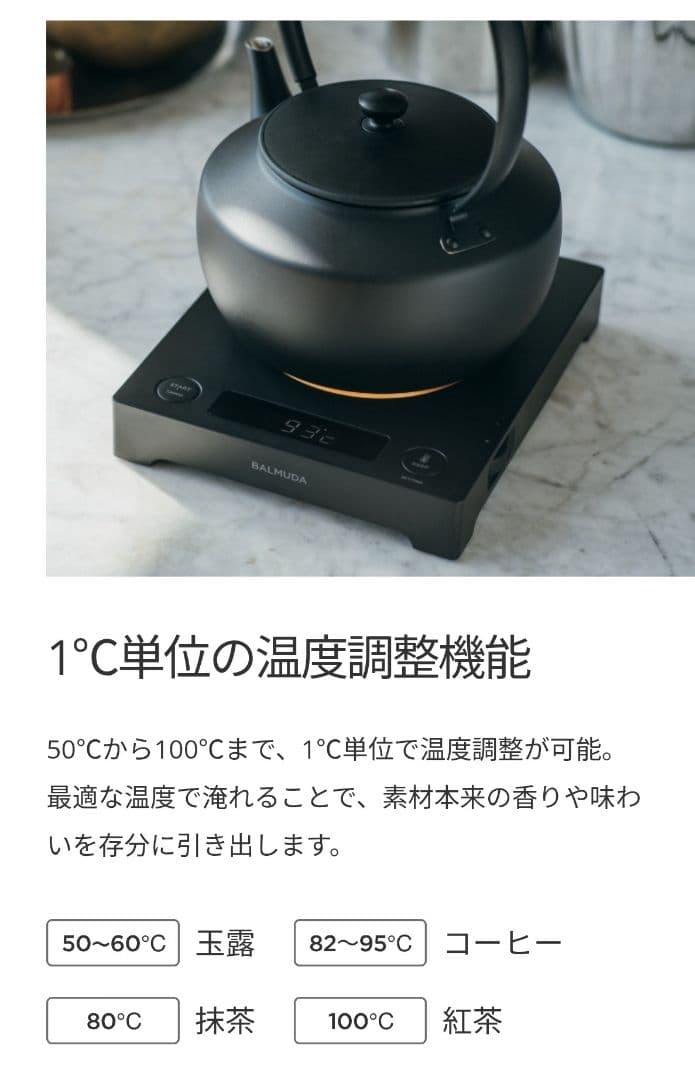 ＜バルミューダ＞ムーンケトル　ブラックKPT02JP-BK