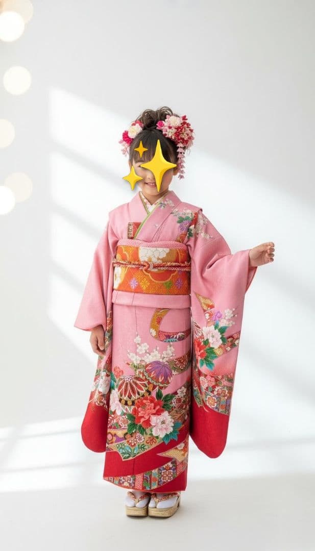 ★専用★　7歳　正絹ピンク手鞠熨斗　七五三　お着物