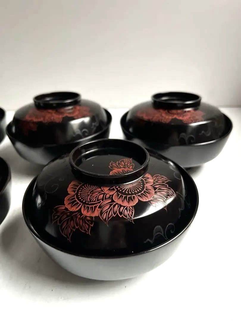 【yui＊様リクエスト】228 美術漆器 輪島塗 お椀 4点 堅牢優美布着保証