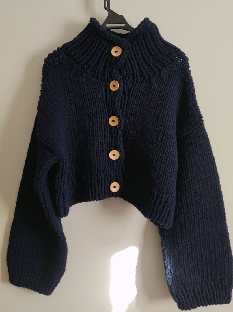 ETRE TOKYO スタンドネックハンドニットカーディガン ネイビー