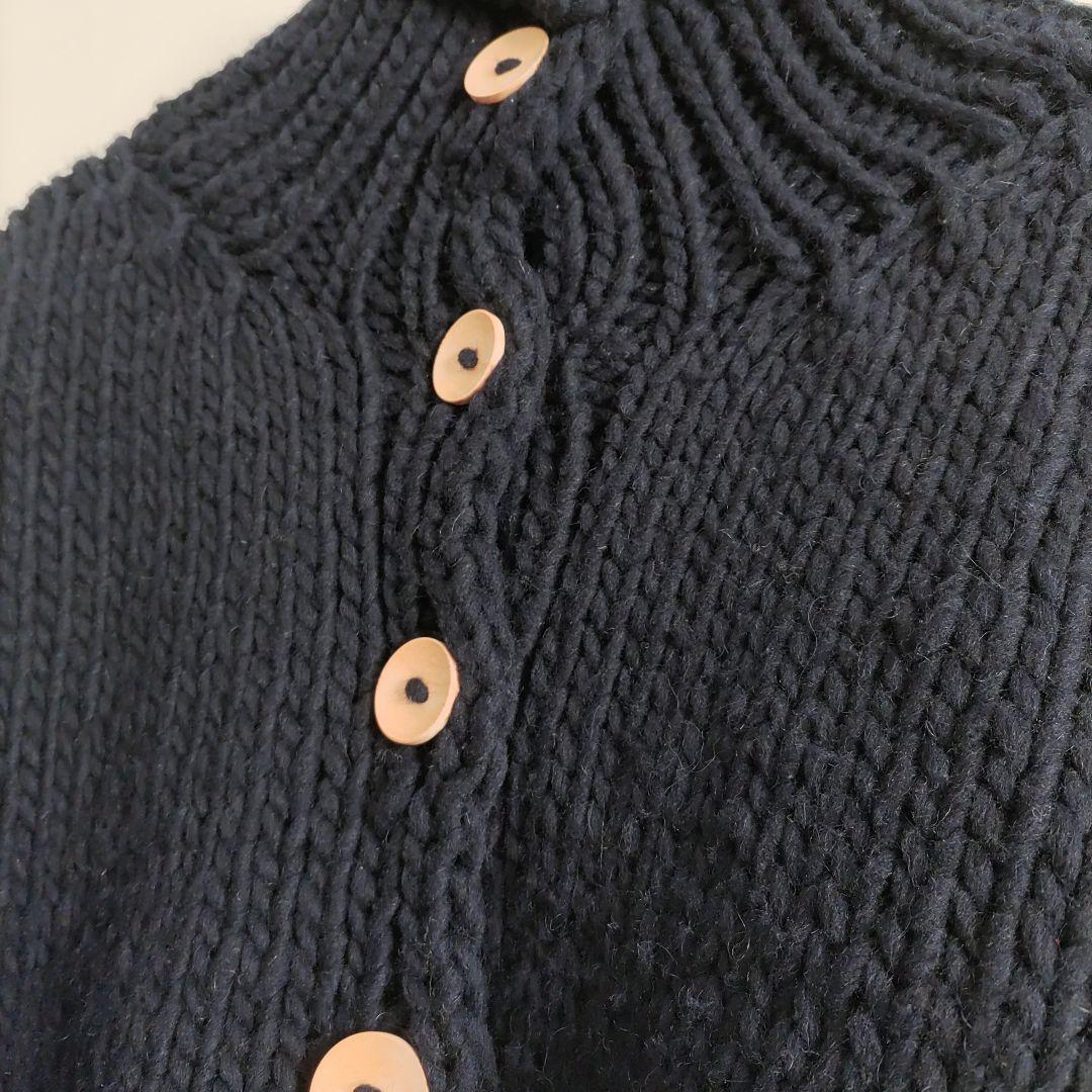 ETRE TOKYO スタンドネックハンドニットカーディガン ネイビー