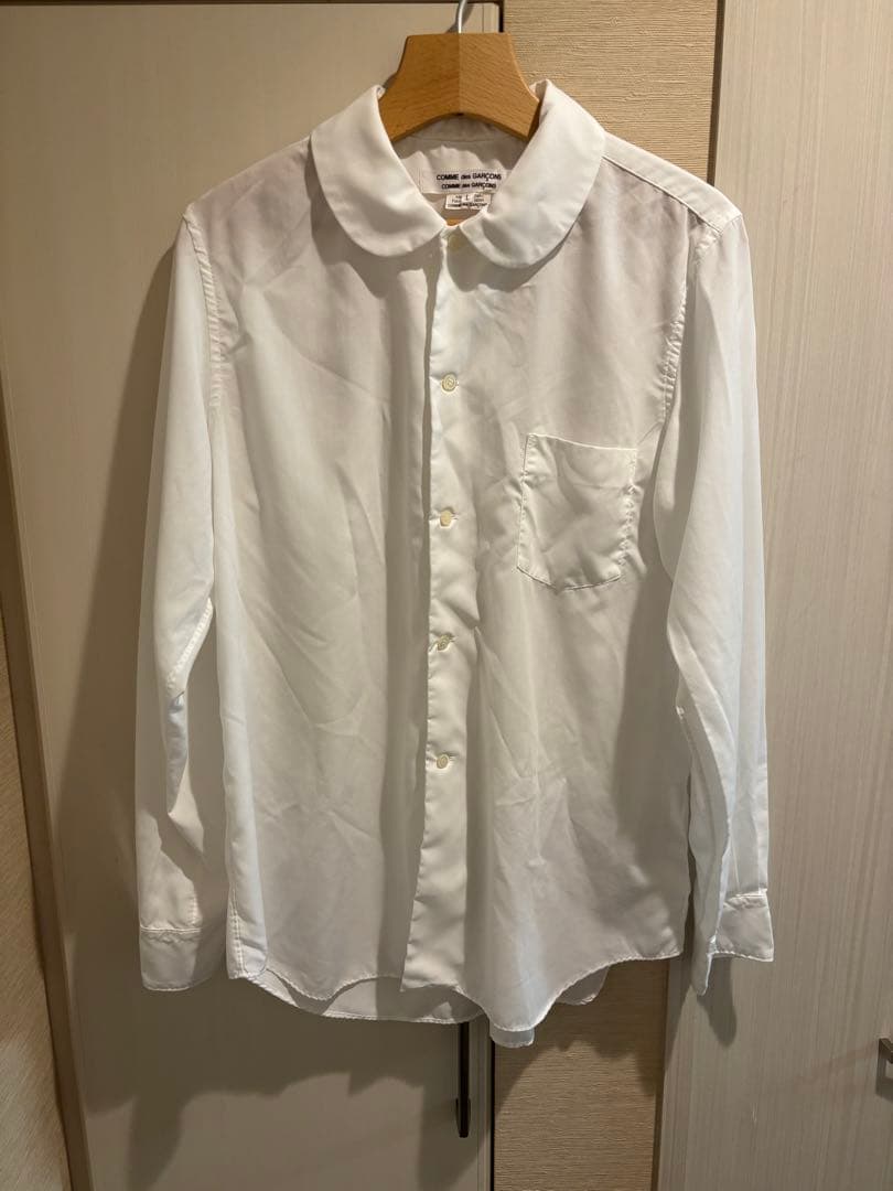 COMME des GARÇONS ホワイトシャツ L丸襟 ポリエステル