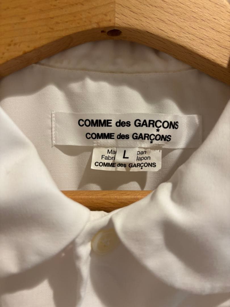 COMME des GARÇONS ホワイトシャツ L丸襟 ポリエステル