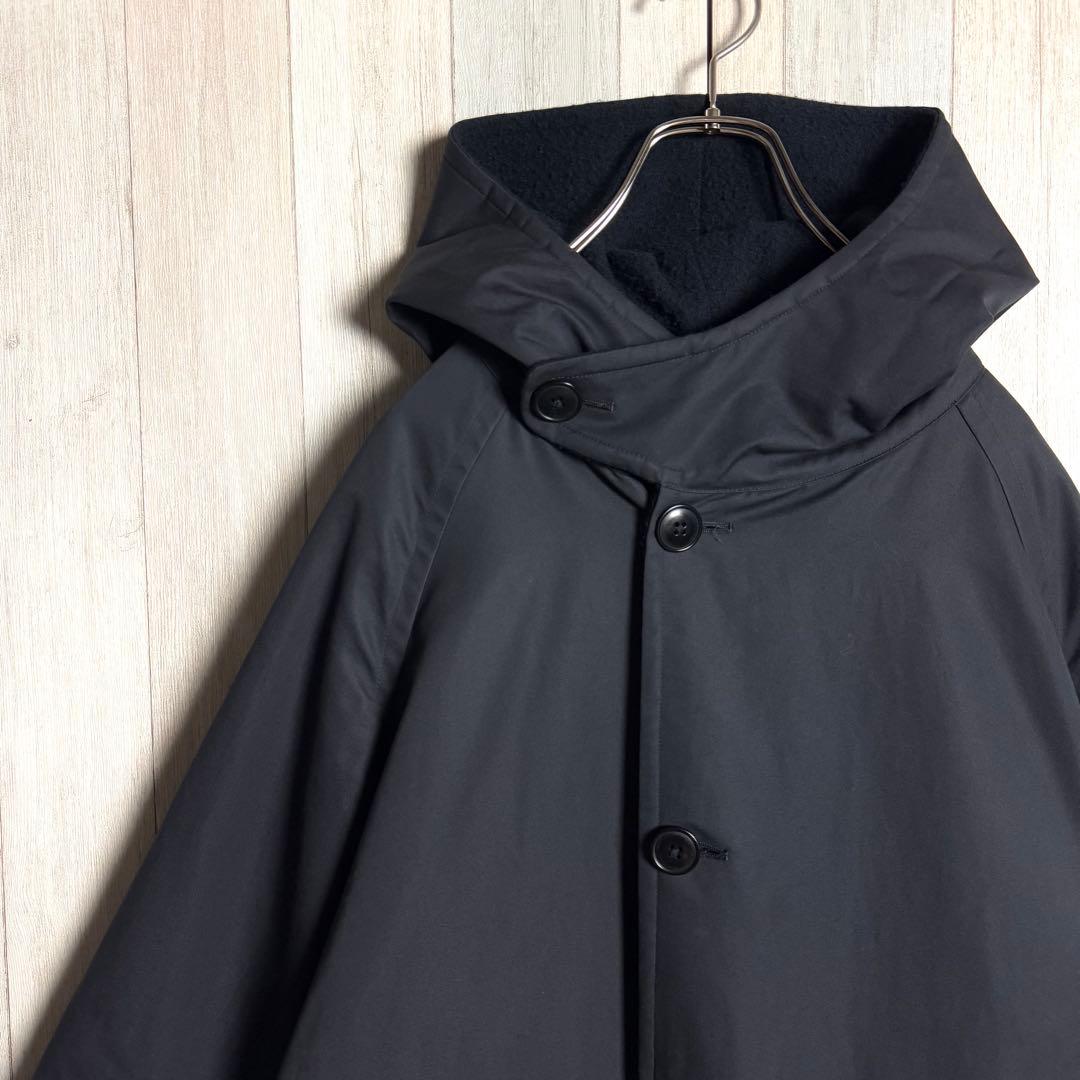 3263【定番人気デザイン・美品】コモリ ウール裏地 ロング フーデットコート