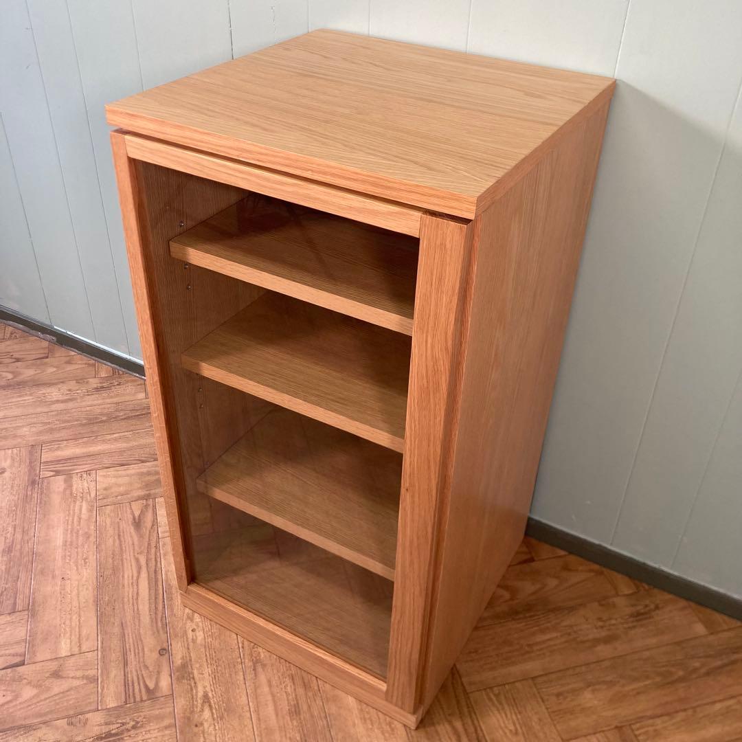 【美品級】無印良品　木製キャビネット　ガラス扉　スリム