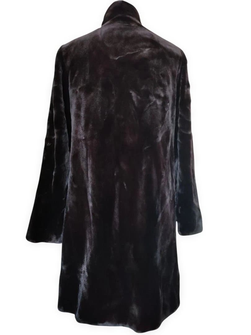 2 超美品　グレ　GRES シェアードミンク　ファーコート　ロング　黒