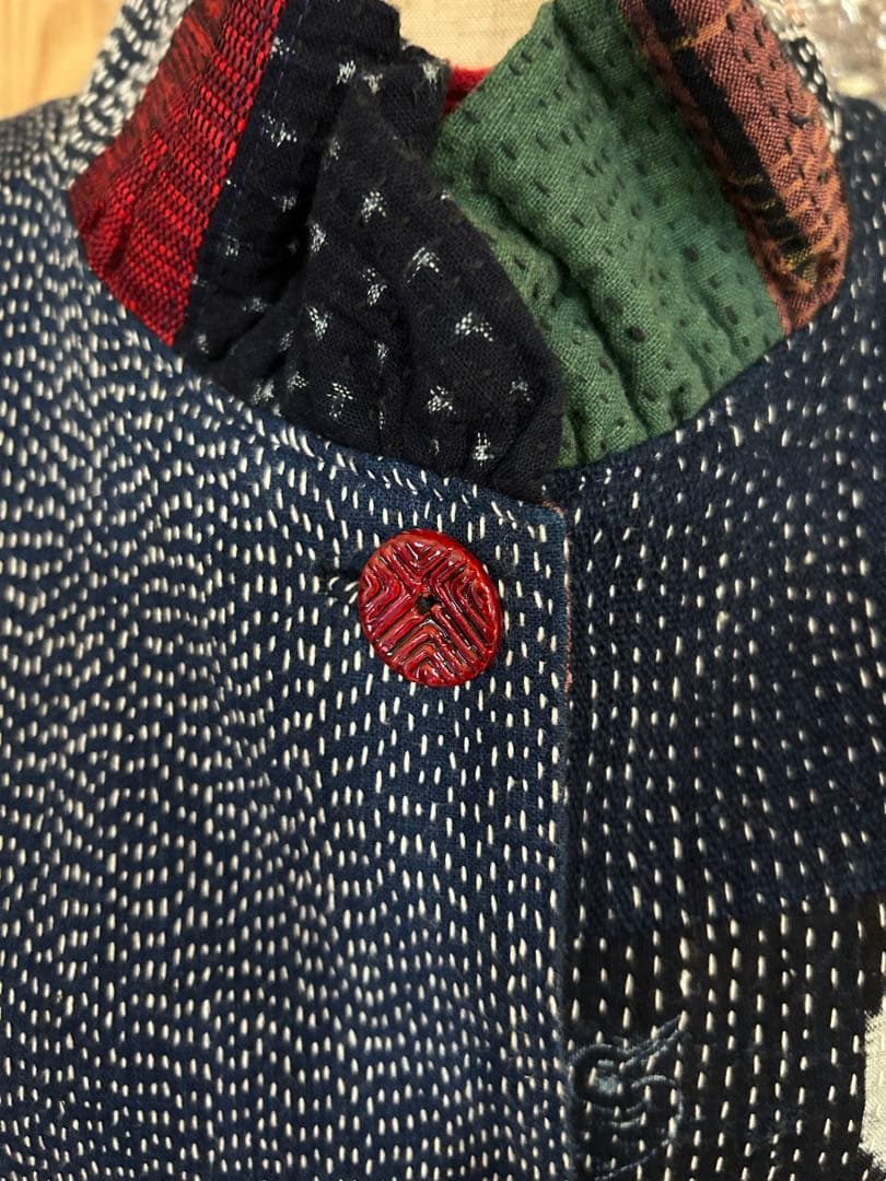 作エ門　刺子　古布リメイク　パッチワーク　絣　ベスト 作家1点物