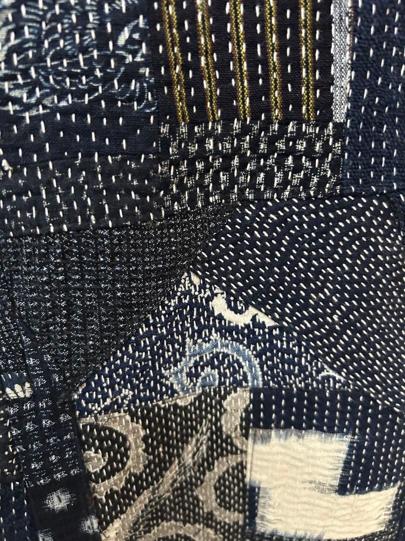 作エ門　刺子　古布リメイク　パッチワーク　絣　ベスト 作家1点物