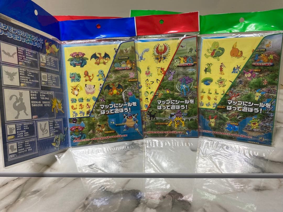 ◆希少未使用◆ポケットモンスター◆マップ＆249枚のポケモンシール×③点セット