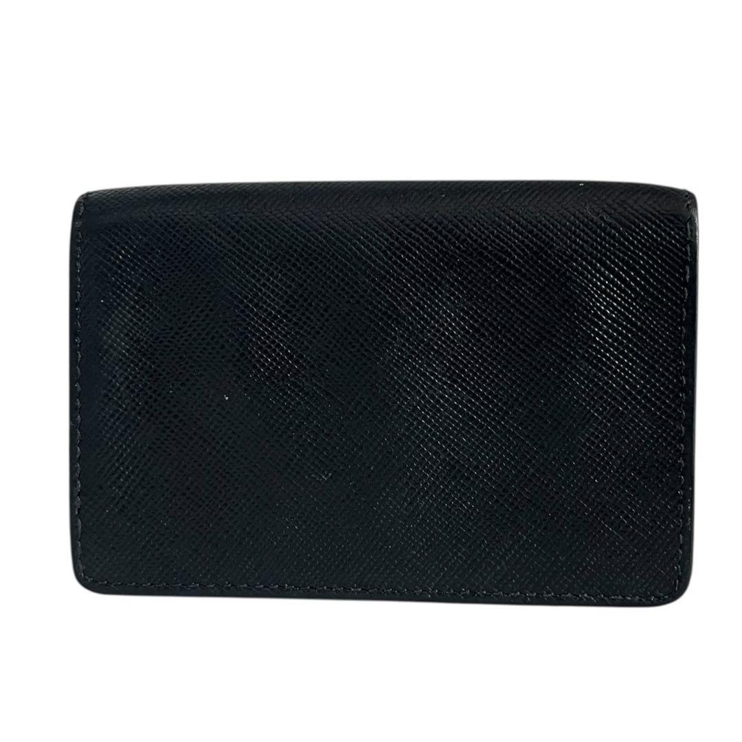 希少✨プラダ カードケース 名刺入れ サフィアーノレザー ロゴ金具 ブラック