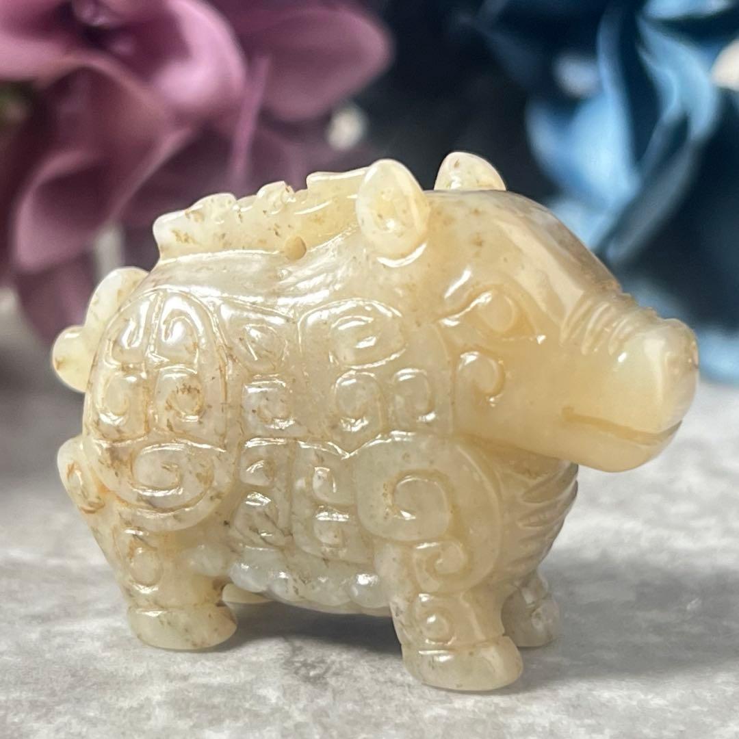 白玉饕餮文根付　提物 吊坠上衣　塑像　老玉　古玉