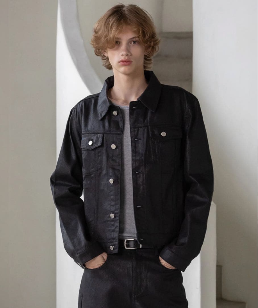 【新品・未使用】DOCOROSO ブラックコーティングデニムジャケット