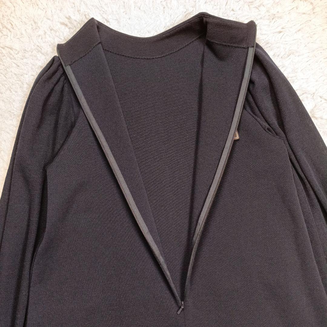 タグ付✨23年フォクシー　カミーユドレス　パフスリーブ　38　ミッドナイトブルー