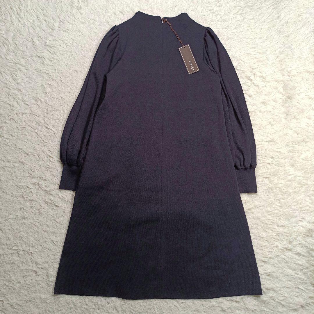 タグ付✨23年フォクシー　カミーユドレス　パフスリーブ　38　ミッドナイトブルー