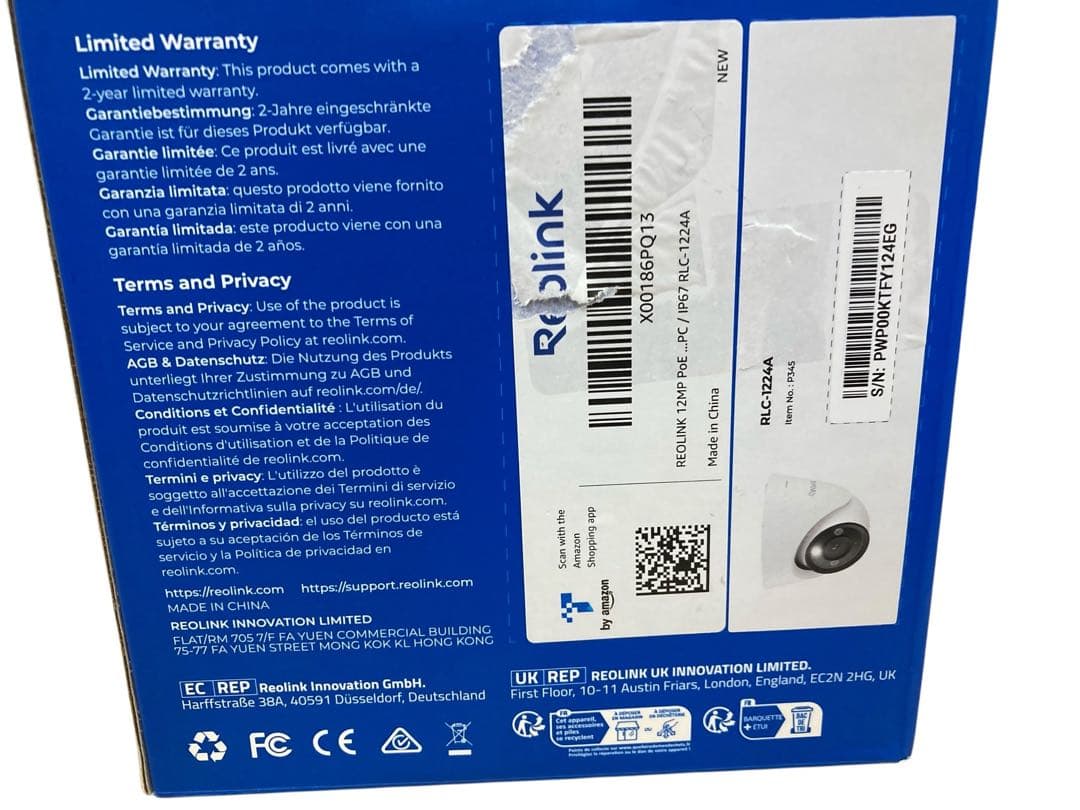 【開封未使用】 REOLINK 防犯カメラ 12MP PoE給電 有線接続 防犯