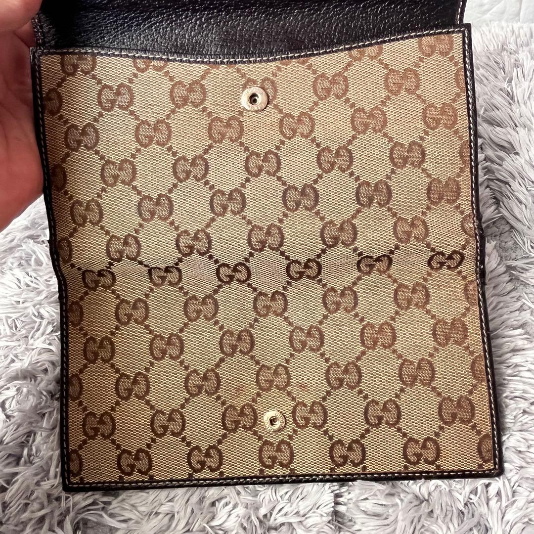 良品✨GUCCI プリンシー　GGキャンバス　ブラウン　シェリーライン　長財布