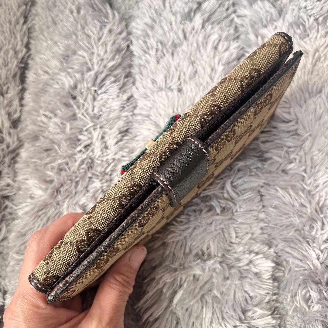 良品✨GUCCI プリンシー　GGキャンバス　ブラウン　シェリーライン　長財布