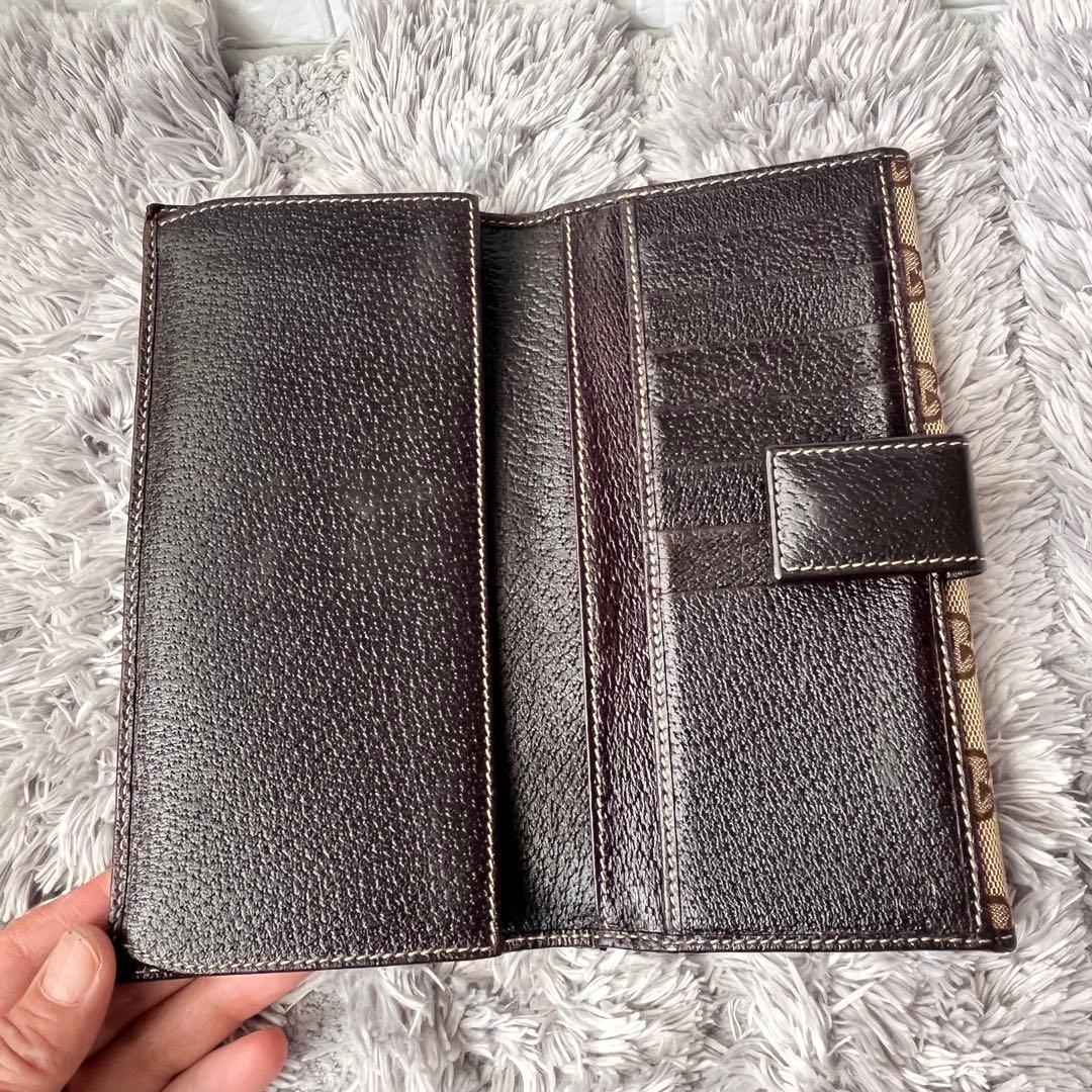 良品✨GUCCI プリンシー　GGキャンバス　ブラウン　シェリーライン　長財布