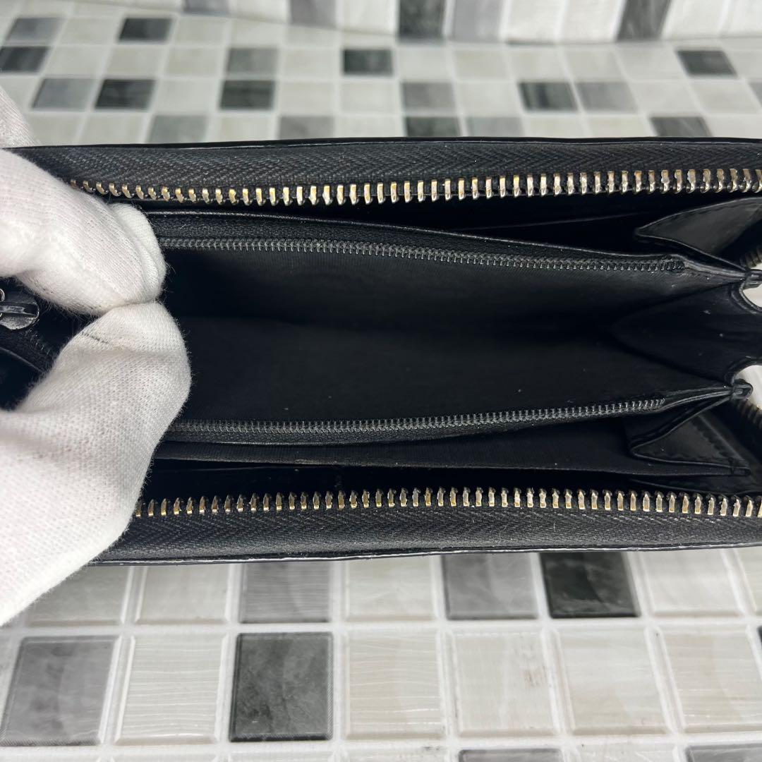 GUCCI グッチ シマ ラウンドファスナー 長財布 黒