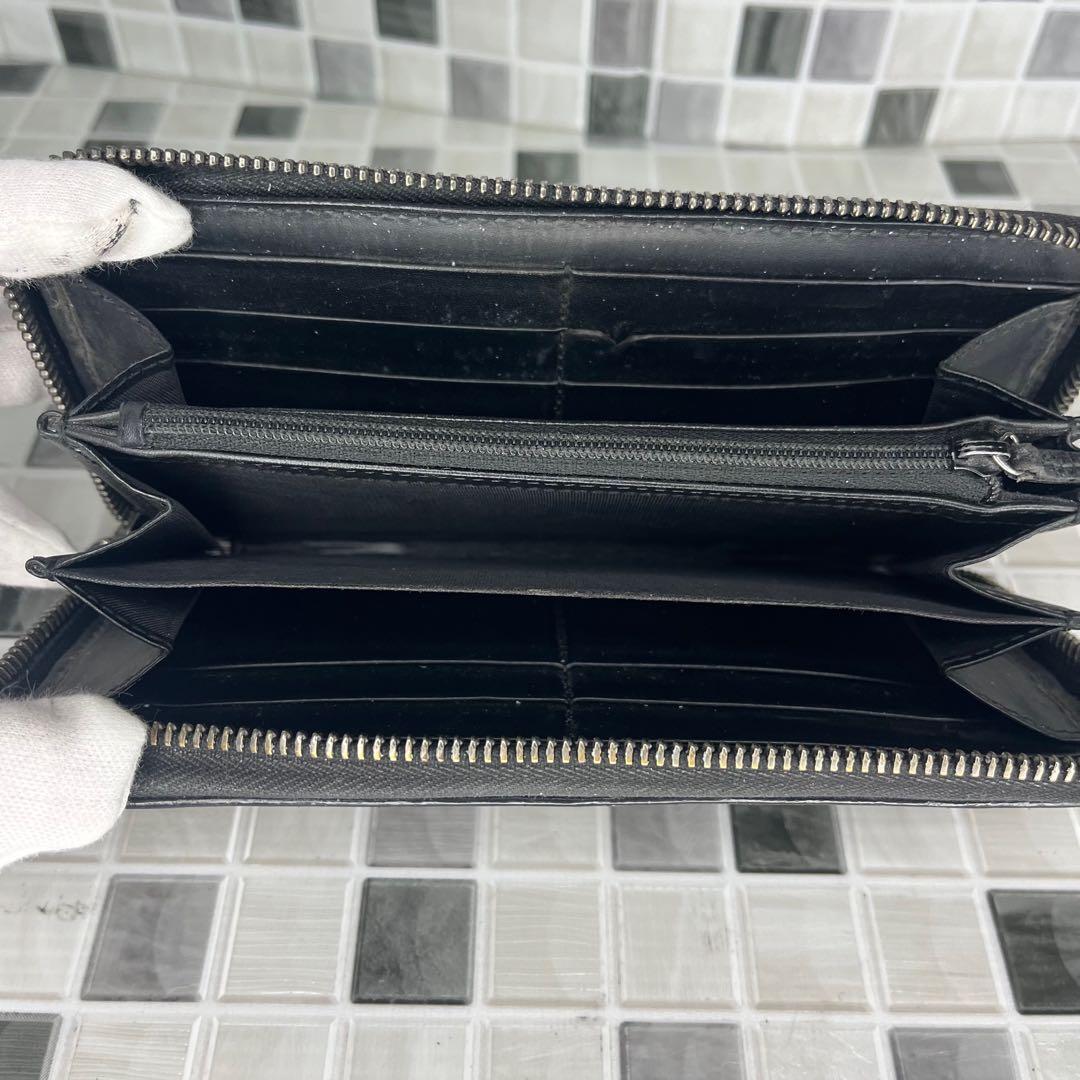 GUCCI グッチ シマ ラウンドファスナー 長財布 黒