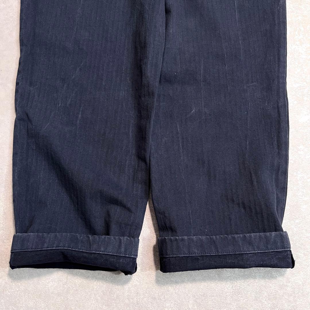 【美品】NOAH ノア ヘリンボーンプリーツチノパンツ ネイビー W30