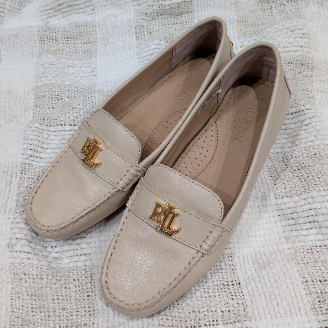 【美品】Ralph Lauren 本革 ベージュ ローファー　23.5cm