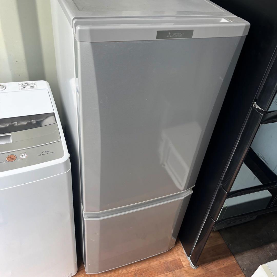 取付無料！新生活応援！スタイリッシュシルバー三菱冷蔵庫高性能AQUA洗濯機！
