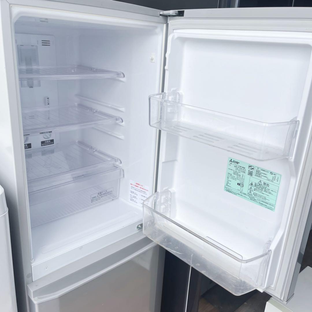 取付無料！新生活応援！スタイリッシュシルバー三菱冷蔵庫高性能AQUA洗濯機！